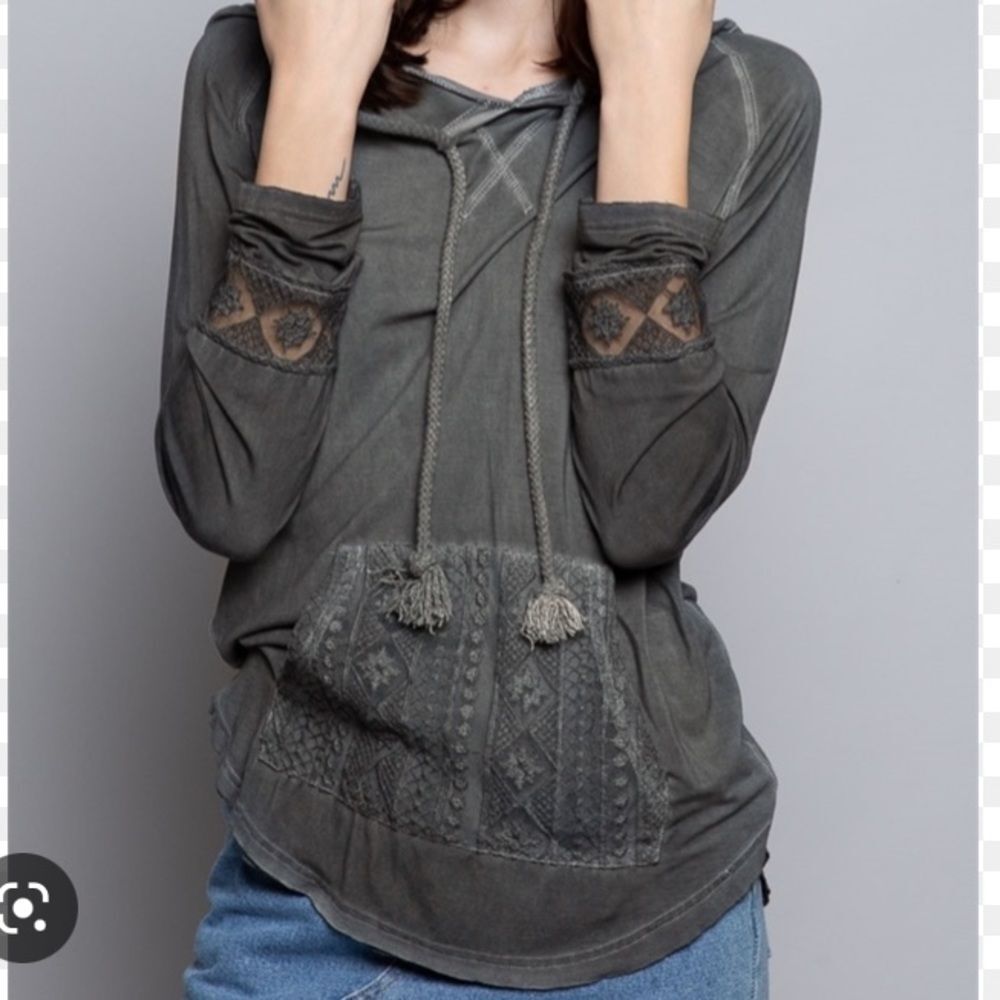 POL Gray Soft Long Sleeve Hoody Top S